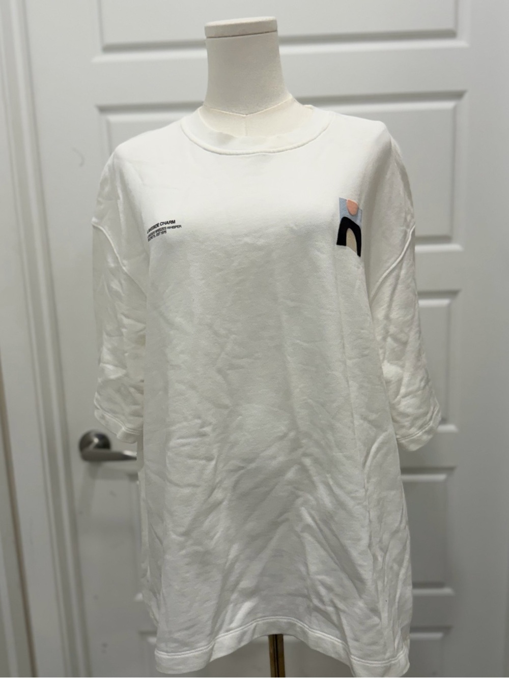Zara Short Sleeve White Graphic Sweat Shirt